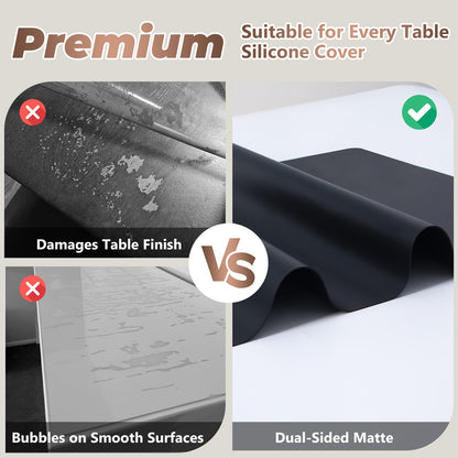 Heat-Resistant Silicone Table Protector Cover: 49.2x19.7x0.06 Inch Thick Food-Grade Table Protector for Dining Room Table for Kitchen Countertop & Counter Mat -Waterproof Tabletop Cover Pad & Crafting