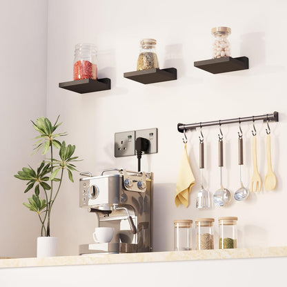 QsQueen Small Floating Shelves - 5 Inch Mini Wall Shelf for Bathroom & Living Room | 3 Pack with Dual Installation Options