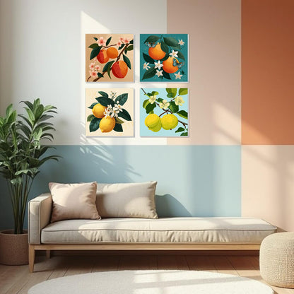 4 Pack Framed Paint By Numbers Kit for Adults Beginner Fruit Adult Paint By Number Kits on Canvas Green Plant Painting By Numbers for Adults with Frame Diy Painting Kits for Home Wall Art 8x8 Inch