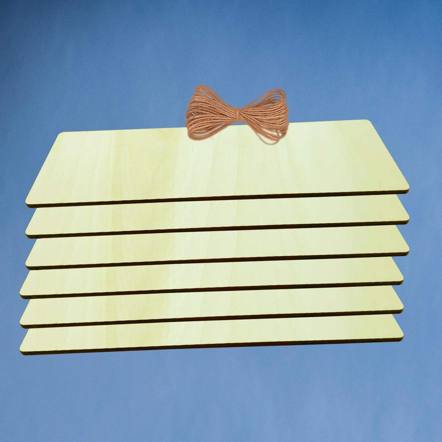 Unfinished Wood Sign Blank Rectangle Hanging Wooden Plaque DIY Craft Project Wood Sign with Rope Door Wall Art (15.7 x 4.7 x 0.2 in, 6-Pack)