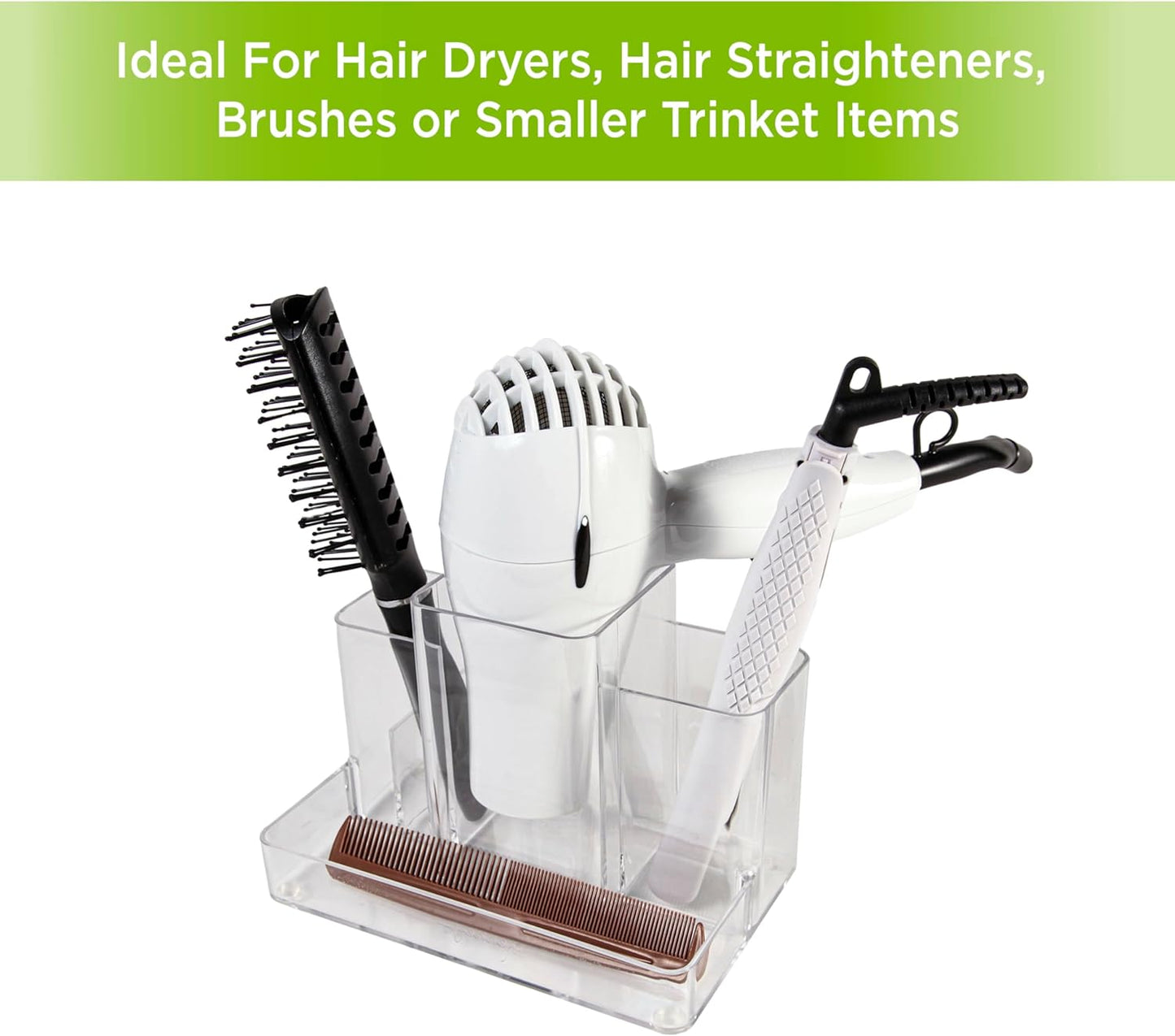 Kenney Bathroom Countertop Hair Care Center Organizer, Clear Storage Solution