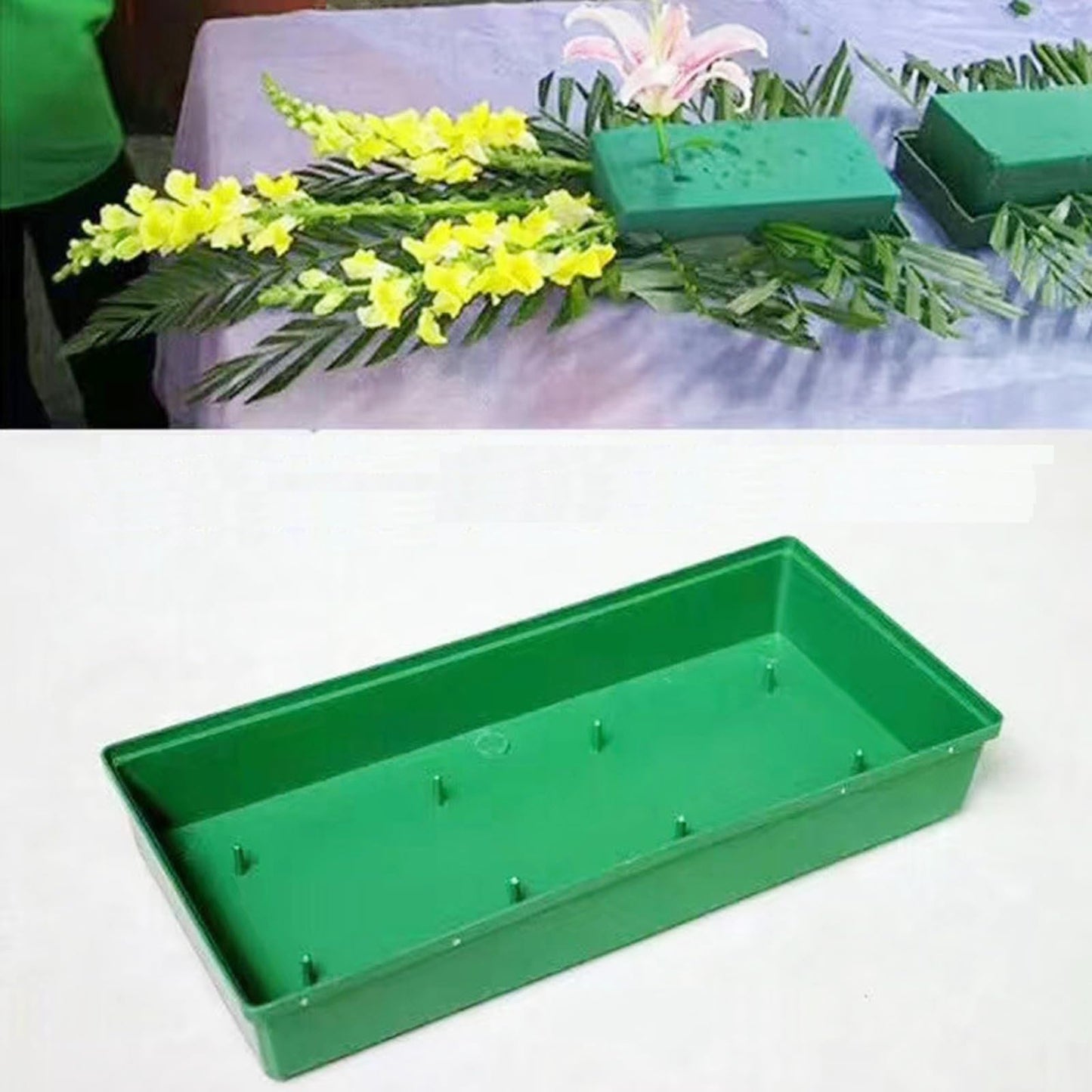 Dranvosk 10PCS Green Floral Foam Trays for Flower Arrangement Weddings, Parties, Home Decor | Reusable and Durable Foam Trays for Floral Design(9.64 x 4.64 x1.69Inch)