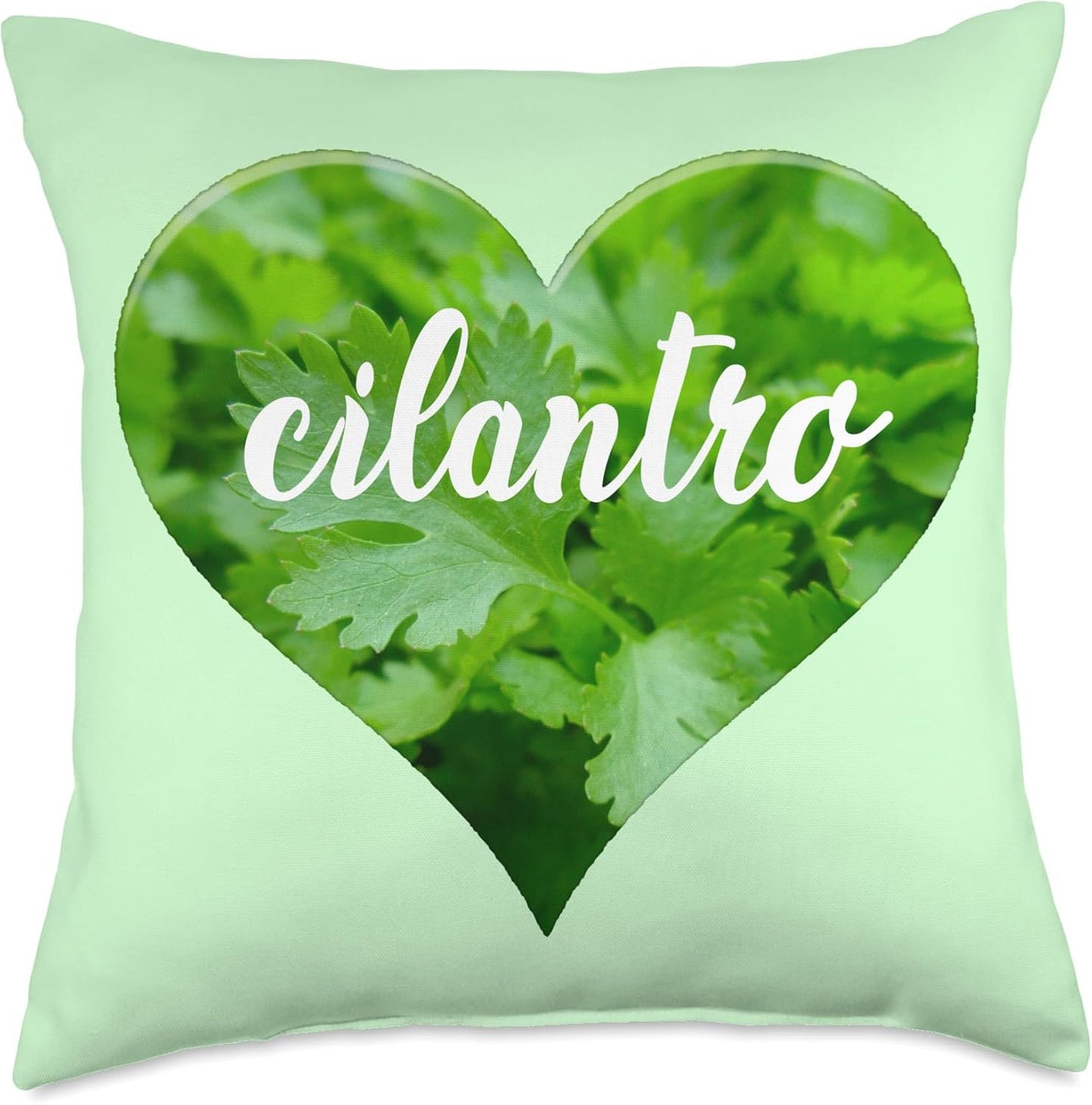 Cilantro Herb Love Heart Throw Pillow