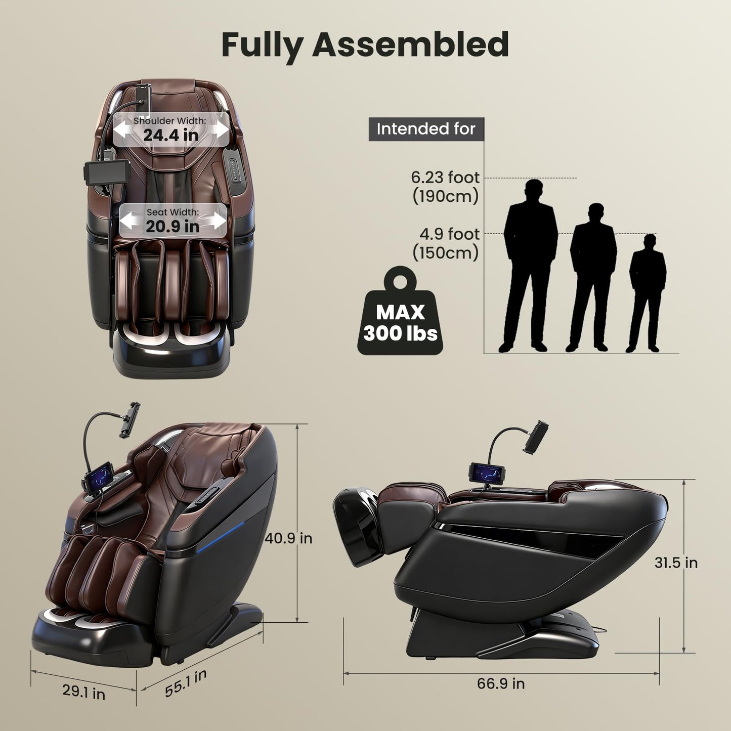 KTENTITO 4D Music Rhythm Massage Chair Full Body, 2026 Unique Sonic Resonance Zero Gravity SL-Track Shiatsu Recliner with Knee Heating Blanket AI Voice Bluetooth Foot Roller Body Scan Airbags G9 Black