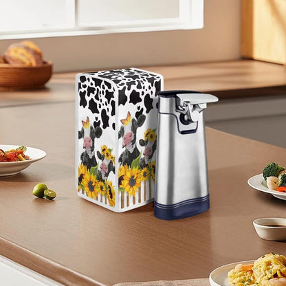 Cow Sunflower Print Can Opener Cover - Washable Electric Dust Cover for Kitchen Home Decor Accessories