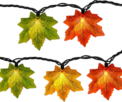 13.6FT 35 Bulbs Fall String Lights Maple Leaf Lights, Outdoor String Lights Plug in with Multicolor Maple Leaf
