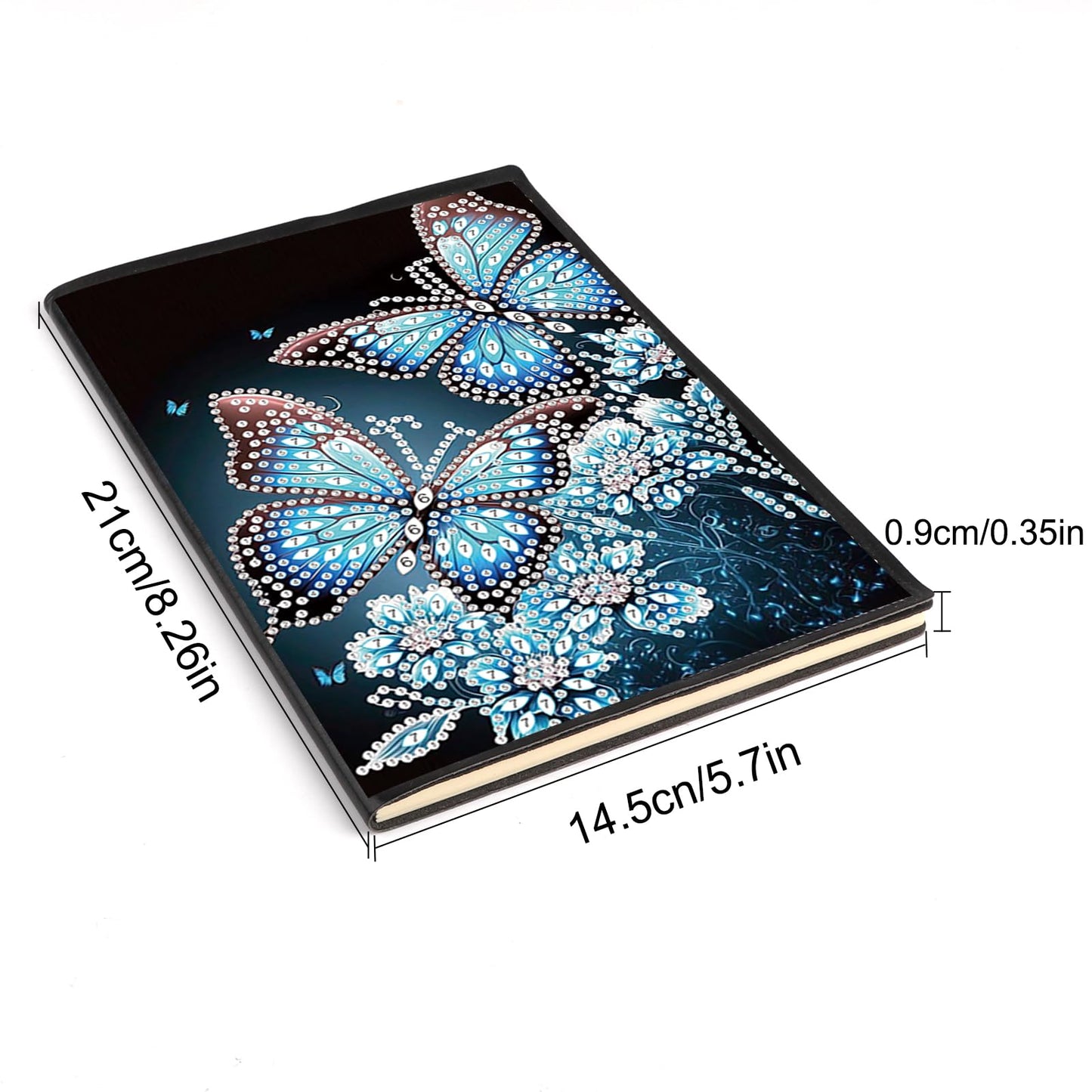 JISHSHAY Diamond Painting Notebook Journal Diamond Art Note Book Gem Art Sketchbook Gem Painting Diary Mosaic Kits for Adults Blank Notebook with Special Shaped 14.5×21cm/5.7×8.26in Butterfly Flower