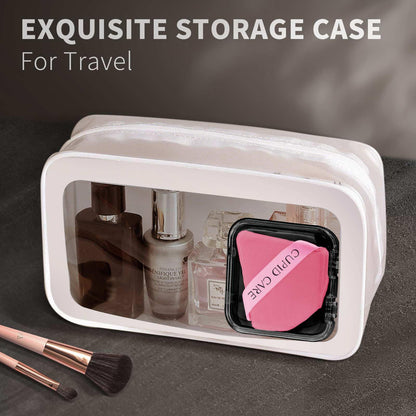 6 Pcs Triangle Powder Puff with 2 Travel Cases, Setting Powder Puffs for Face, Velour Makeup Puff for Loose Powder Body Powder, Blender Sponge Foundation Blending Sponges Beauty Tools
