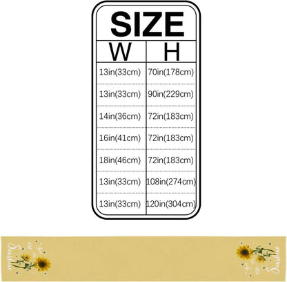 Summer Table Runner - 120 Inches Long Rustic Flower You are My Sunshine Yellow Tablerunner for Dining Table