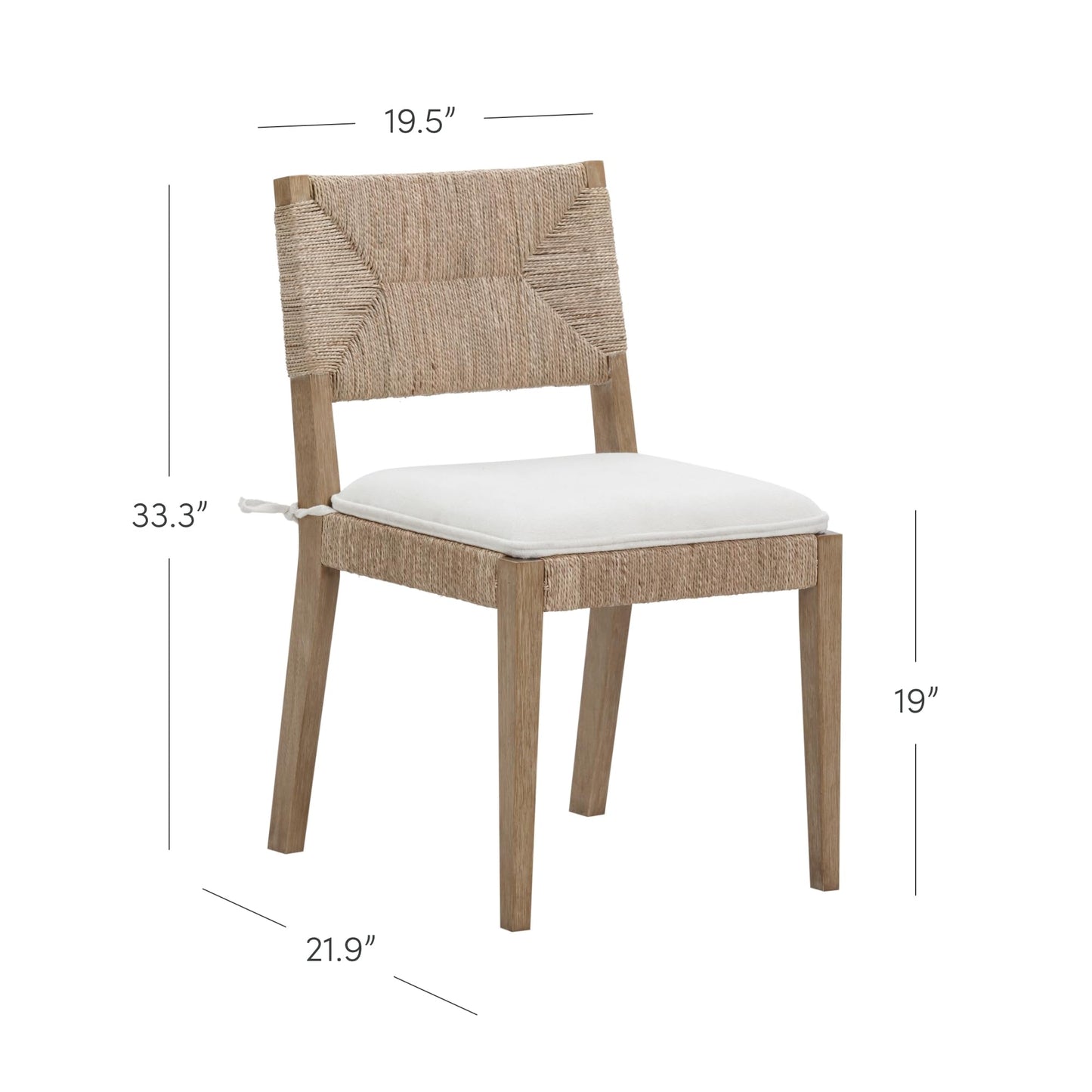 Beacon Boho Dining Chair Set of 6, Boucle Dining Chair with Seagrass Accent and Solid Wood Legs, Cream Boucle/Light Brown