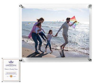 BFRed Acrylic Photo Frame 8.5X11in Brackets, Clear Picture Frames for Wall, Frameless picture Frames Lucite Transparent Square Cubes Floating Hanging Photo Frame