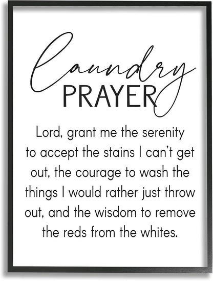 Stupell Industries Laundry Prayer | Faith Based Sentiment Home Cleaning Parody | 11 x 14 Black Framed Wall Art