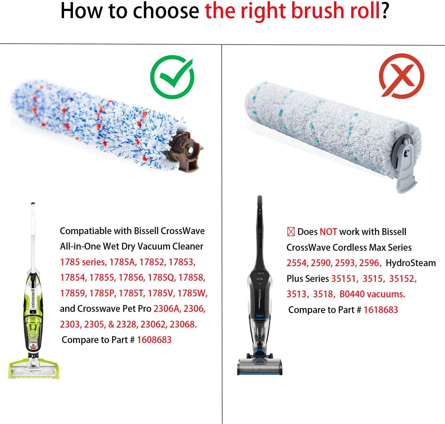 Crosswave Replacement Parts, 1 Multi Surface + 1 Pet + 1 Floor Brush + 2 Filters