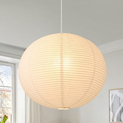 Fivemengo Large Rice Paper Pendant Light Kit, 20in White Globe Paper Lantern Lights, E26 Base, Japanese Hanging Lantern Lamp Japandi Chandelier for Dining Room Bedroom Office Living Room