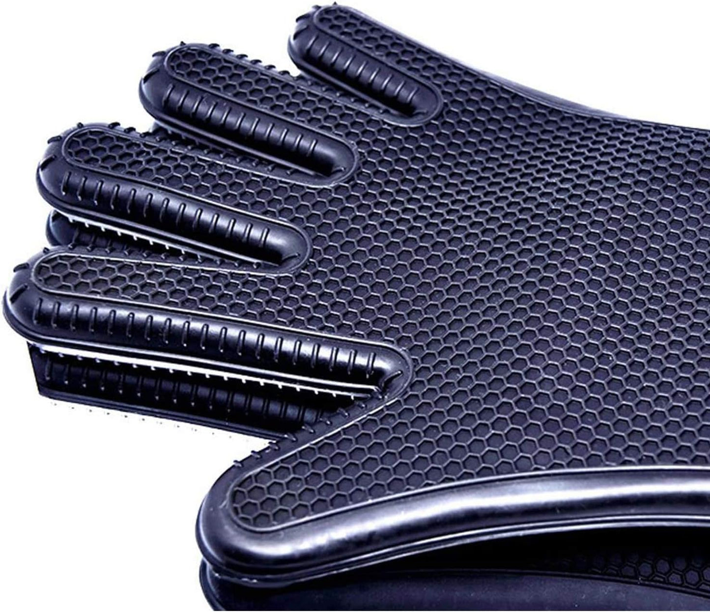 Extra Long 19.7" Professional Oven Mitts, Non-Slip Silicone Grip, Heat Resistant Up to 572°F, Black