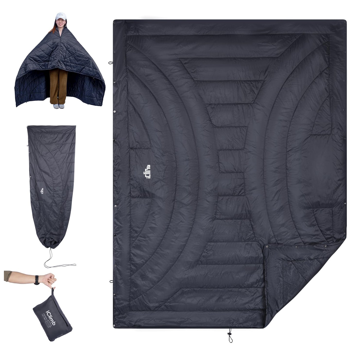 iClimb 3M Thinsulate Insulation Warm Camping Blanket Ultralight Compact (Dark Grey)