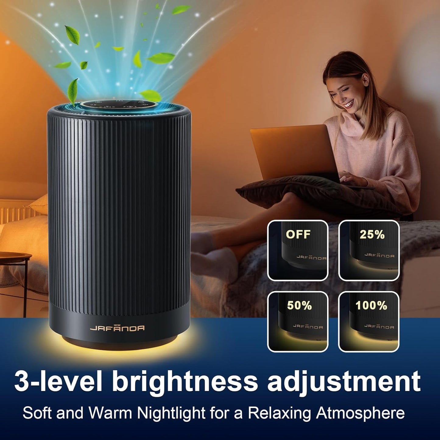 Jafanda Air Purifiers for Home - H13 True HEPA Coverage 450 sqft, 22 dB Portable Air Cleaner, Effectively Removes