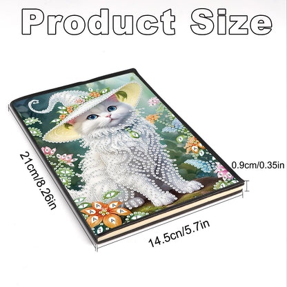 JZHYOAN Diamond Art Blank Note Book 5D Diamond Painting Notebook Kits for Adult DIY Cat Special Shape Art Dairy Travel Drawing Message Journal Sketchbook Mosaic Kit for Office Work