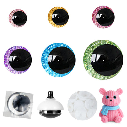 MUCUNNIA 168pcs 3D Glitter Safety Eyes 16-35mm Moon Safety Eyes for Crocheting with Washers Large Safety Eyes for Amigurumi Crochet Eyes for Stuffed Animals Doll Making Gift for Crochet Lovers