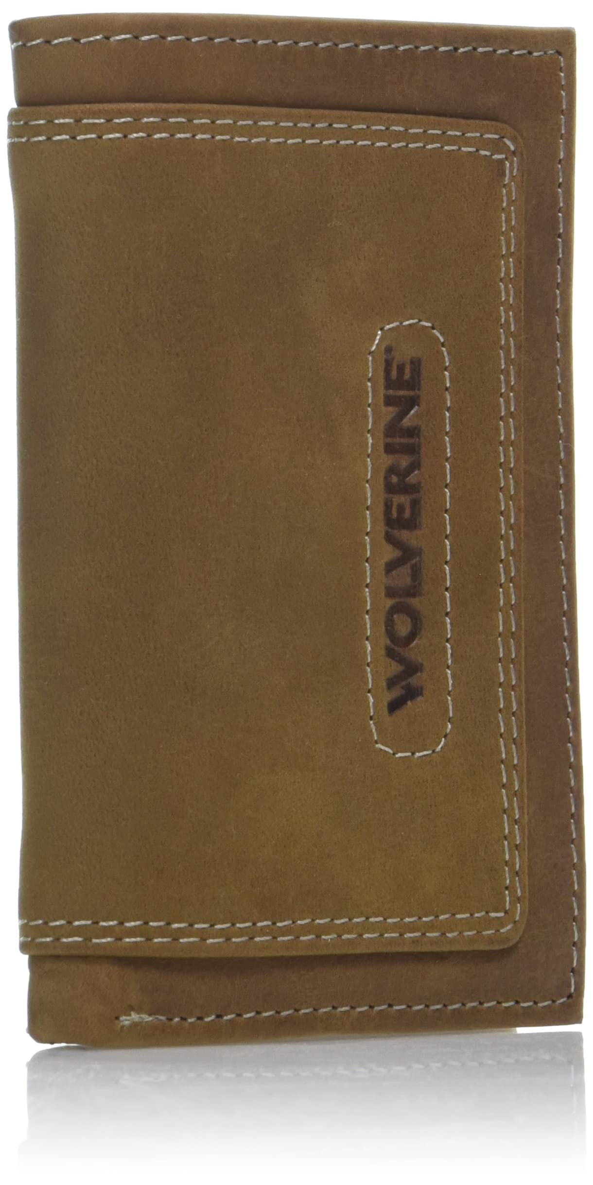 WOLVERINE Men's RFID Blocking Trifold Wallet, Rigger, Rugged-Brown, One Size