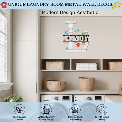 Laundry Room Bathroom Decor Sign for Wall-Metal Laundry Accessories Signs Artwork for Modern Home,Farmhouse,Halloween,Living Room,Bathroom-12 X 14" Funny Laundry-Room Wall Art Hanging Decoration(Wood Grain,Black) (Wood Grain-Black)