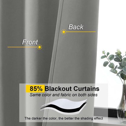 WelvetBLK Light Grey Blackout Curtains for Bedroom Living Room 63 Inch Length 2 Panels Set, Soft Solid Room Darkening Thermal Insulated Window Treatments, Rod Pocket Dining Room Curtains, 40" Wx63 L