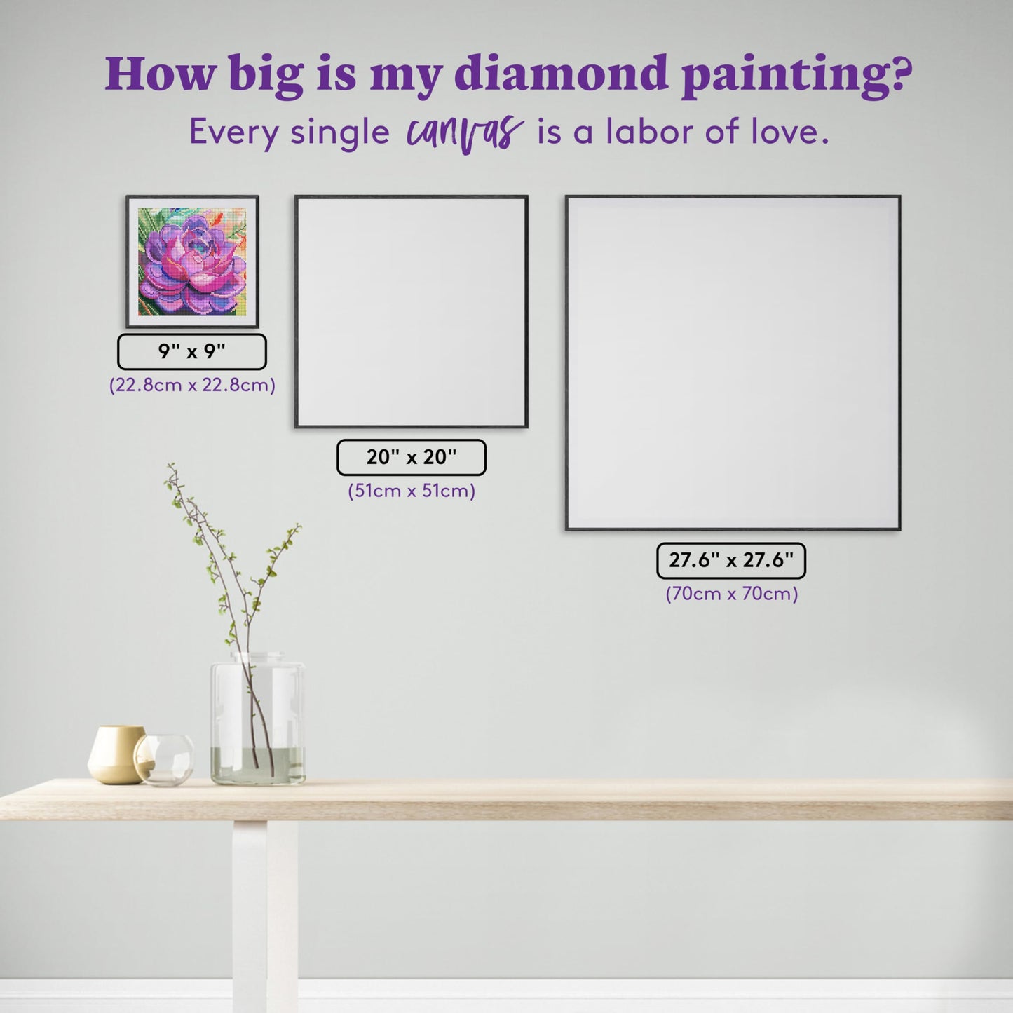 DIAMOND ART CLUB Lolite Succulent Diamond Painting Kit, Fun DIY Crafts for Adults, Round Diamond Art Canvas, 9" x 9" (22.8 cm x 22.8 cm)