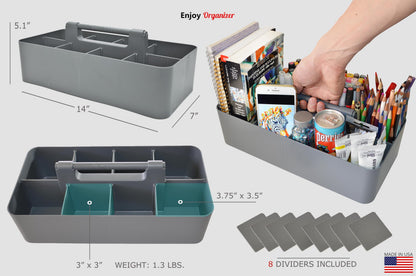 Enjoy Organizer -Large Carry Caddy Bin Basket Portable Office Desk Storage DIY- MADE IN USA (Orion Gray)