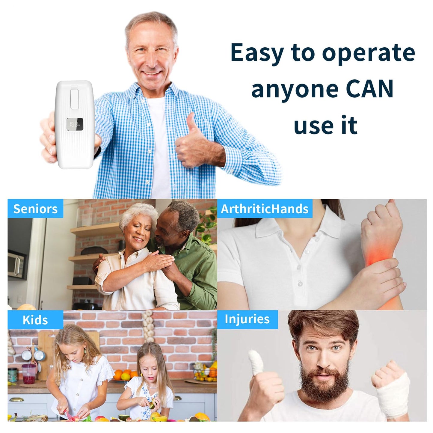 Electric Can Opener with LED Display, USB Rechargeable Electric Can Opener for Seniors & Arthritis, One-Touch Automatic Can Opener, Hands-Free, Smooth Edge, Compact, Cordless