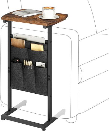 28.3" BF40SF01 HOOBRO C Shaped End Table, Side Table for Small Spaces, Couch Table with Storage Bag, Slide Under Sofa