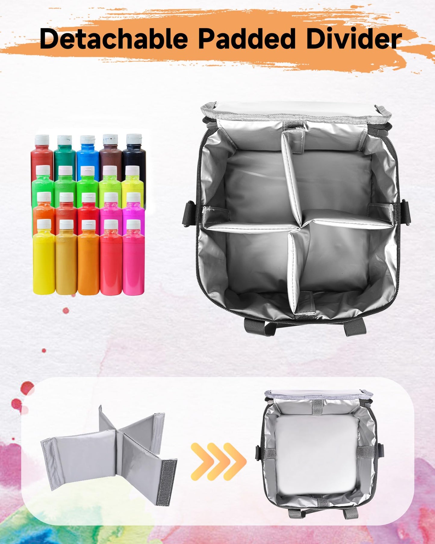 ZOMICE Acrylic Paint Organizer Bag for 72 Bottles (2 oz), Portable Acrylic Paint Storage Case with Shoulder Strap & Handle,Double Layer Art Supply Carrying Bag with Removable Dividers & Extra Pocket