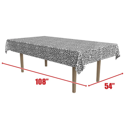 Beistle Snow Leopard Print Tablecover, 54” x 108”, 2 Piece – Plastic Table Cloth, Animal Print Tablecloth, Cheetah Party Decorations, Animal Safari Theme Decorations, Safari Table Cloth