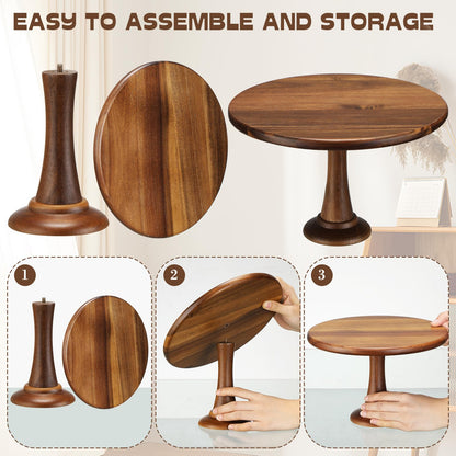 Umigy Set of 6 Rustic Cake Stand, 8" 10" 12" Acacia Wooden Farmhouse Cake Stands Heavy Duty Cupcake Stands, Round Dessert Table Display Set for Wedding Baby Shower Birthday Party Christmas Celebration