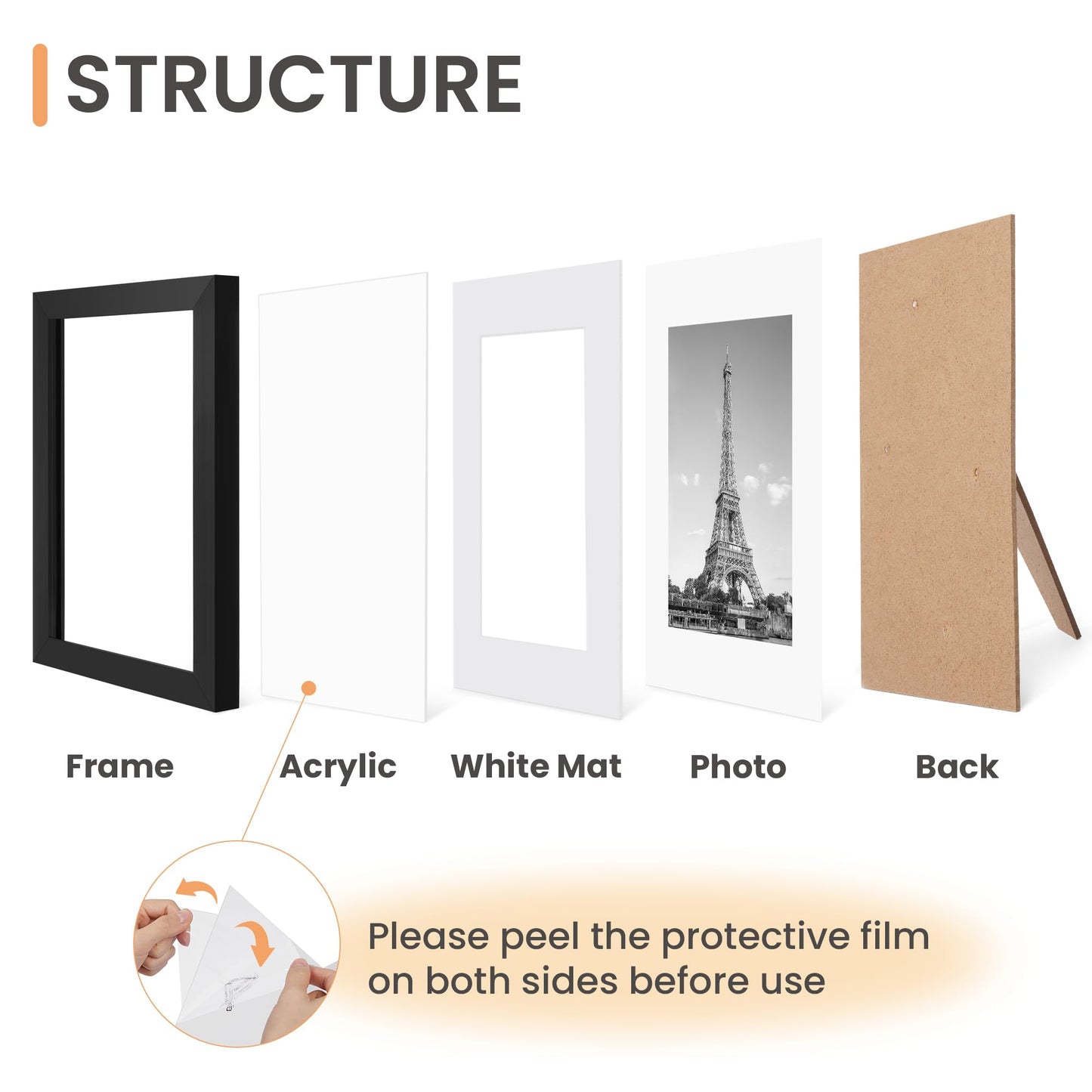 upsimples 4x6 Picture Frame Set of 10, Display Pictures 3.5x5 with Mat or 4x6 Without, Multi Photo Frames Collage for Wall or Tabletop Display, Black