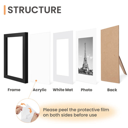 upsimples 4x6 Picture Frame Set of 10, Display Pictures 3.5x5 with Mat or 4x6 Without, Multi Photo Frames Collage for Wall or Tabletop Display, Black