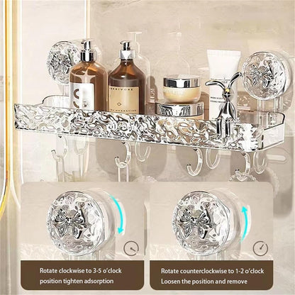 Generic Light Luxury Style Punch-Free Storage Rack, Suction Corner Shower Organizer, Corrugated Suction Cup Storage