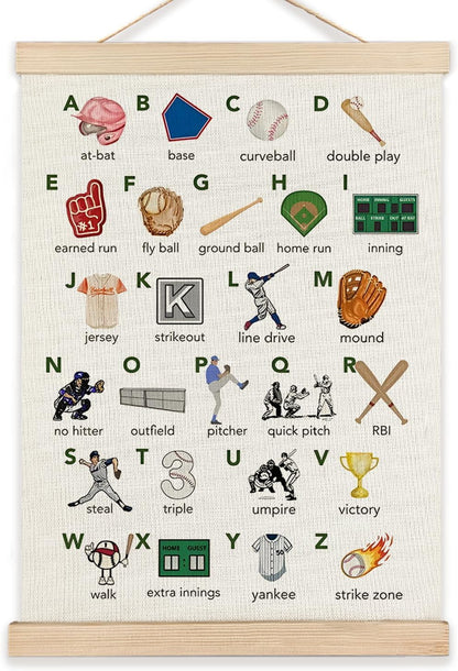 12x16 Inches RYYCDOI Baseball Alphabet Nursery Wall Decor, Baseball Alphabet Learning Wall Decor for Boys Kids Room