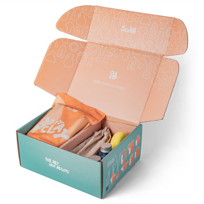 Sculpd - The Original Pottery Kit for Adults - Air Dry Clay for Adults, Tools, Varnish, Paints, Brushes, Couples Date Night Arts & Crafts Set, Gloss Varnish