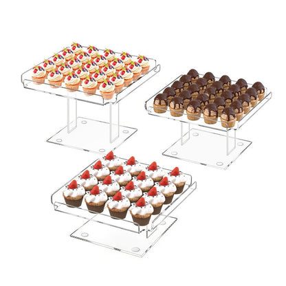 HEKORE 3 Pieces Acrylic Cupcakes Stand – 12 Inch Dessert Table Display Set Wedding & Event Display for Macarons, Pastries – Commercial-Grade Buffet Riser (Holds 54+ Cupcakes)