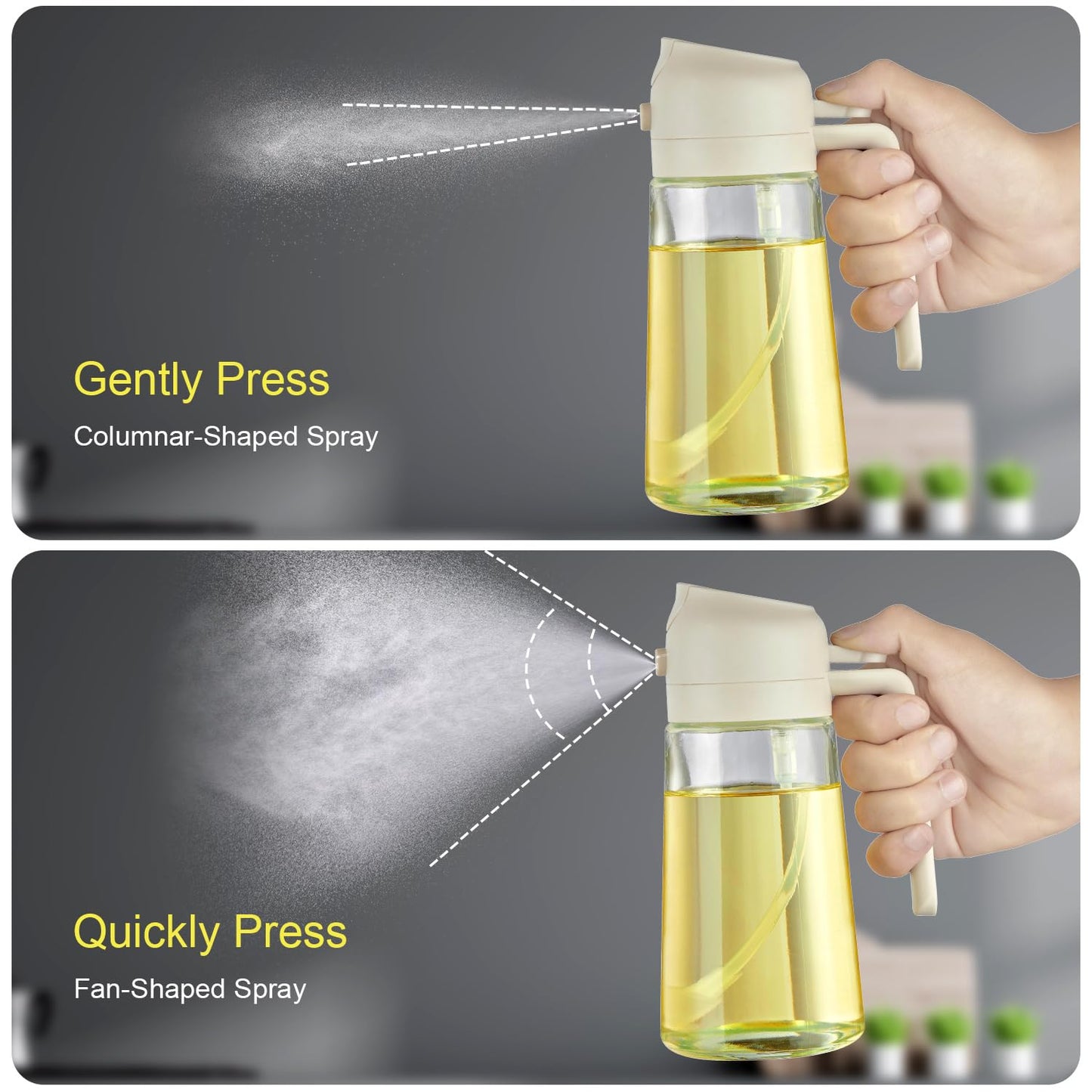 With Stickers 16oz Olive Oil Sprayer for Cooking - 2 in 1 Spray & Pour Olive Oil Dispenser - 470ml Glass Spray Oil Bottle - Kitchen Gadgets
