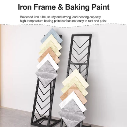Tile Display Rack with 12 Card Slots, Store Display Rack, Freestanding Sample Display Stand, Organizer Shelf for Marble Slab/Wooden Boards/Door Sample, for Retail Stores/Trade Show, White-40*50*160cm