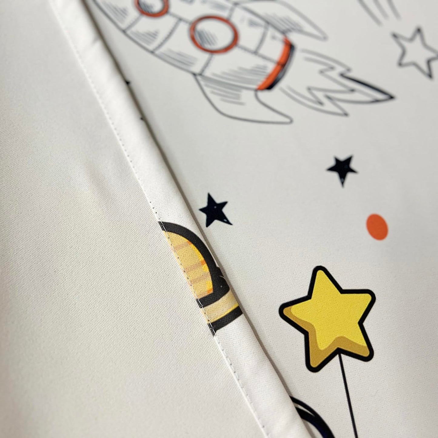 Cartoon Astronaut Semi Blackout Curtains for Kids Room Nursery Space Planets Patterns Printed Drapes for Bedroom Living Room Privacy Room Darkening Window Treatment Grommet Top 1 Panel W42 x L63 Inch