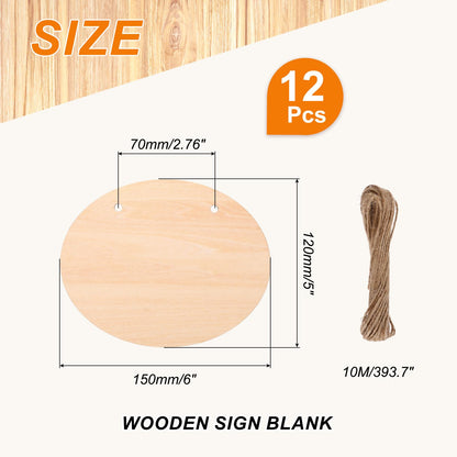 MECCANIXITY Unfinished Hanging Wood Sign Blank with Ropes 6"x5" Unfinished Wood Crafts Boards Wooden Plaques for Crafts DIY Painting Burning Carving Door Wall Decoration, Style 7, Pack of 12