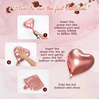 Rose Gold Birthday Decorations, Rose Gold Pink Nude Balloons Happy Birthday Banner Rose Gold Tablecloth Backdrop for Happy Birthday Decorations for Women Adults
