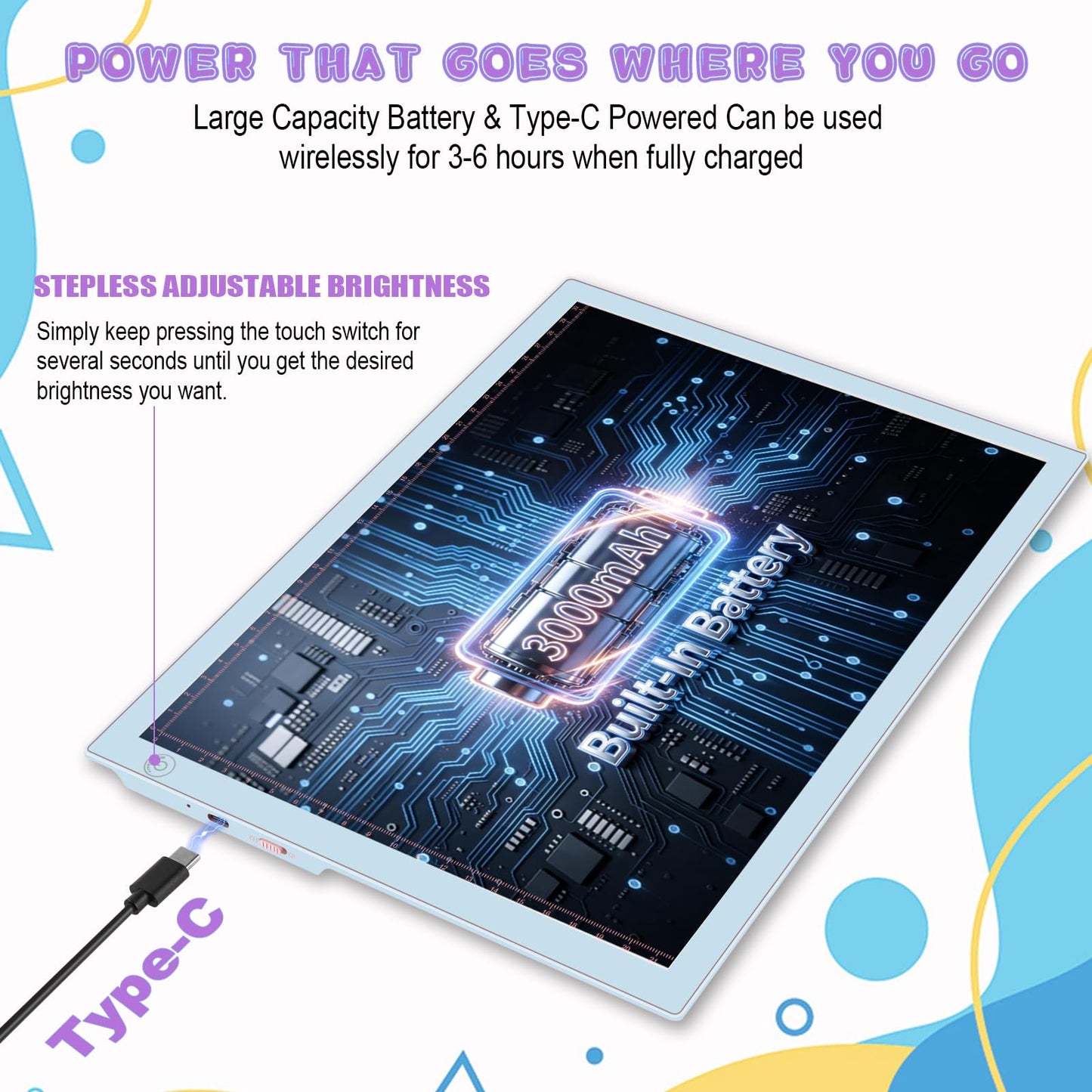 Light Up Tracing Board Kits Blue, 15" Writing Tracer Pad for Kids Ages 3-12, Drawing Tablet Supplies for Diamond Art Painting Accessories, Sketching Light Box Table for Boys Adults Holiday Gift Toys
