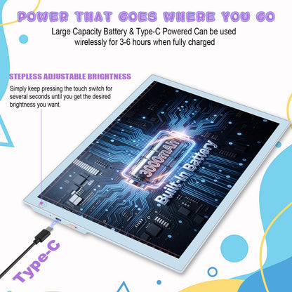 Light Up Tracing Board Kits Blue, 15" Writing Tracer Pad for Kids Ages 3-12, Drawing Tablet Supplies for Diamond Art Painting Accessories, Sketching Light Box Table for Boys Adults Holiday Gift Toys