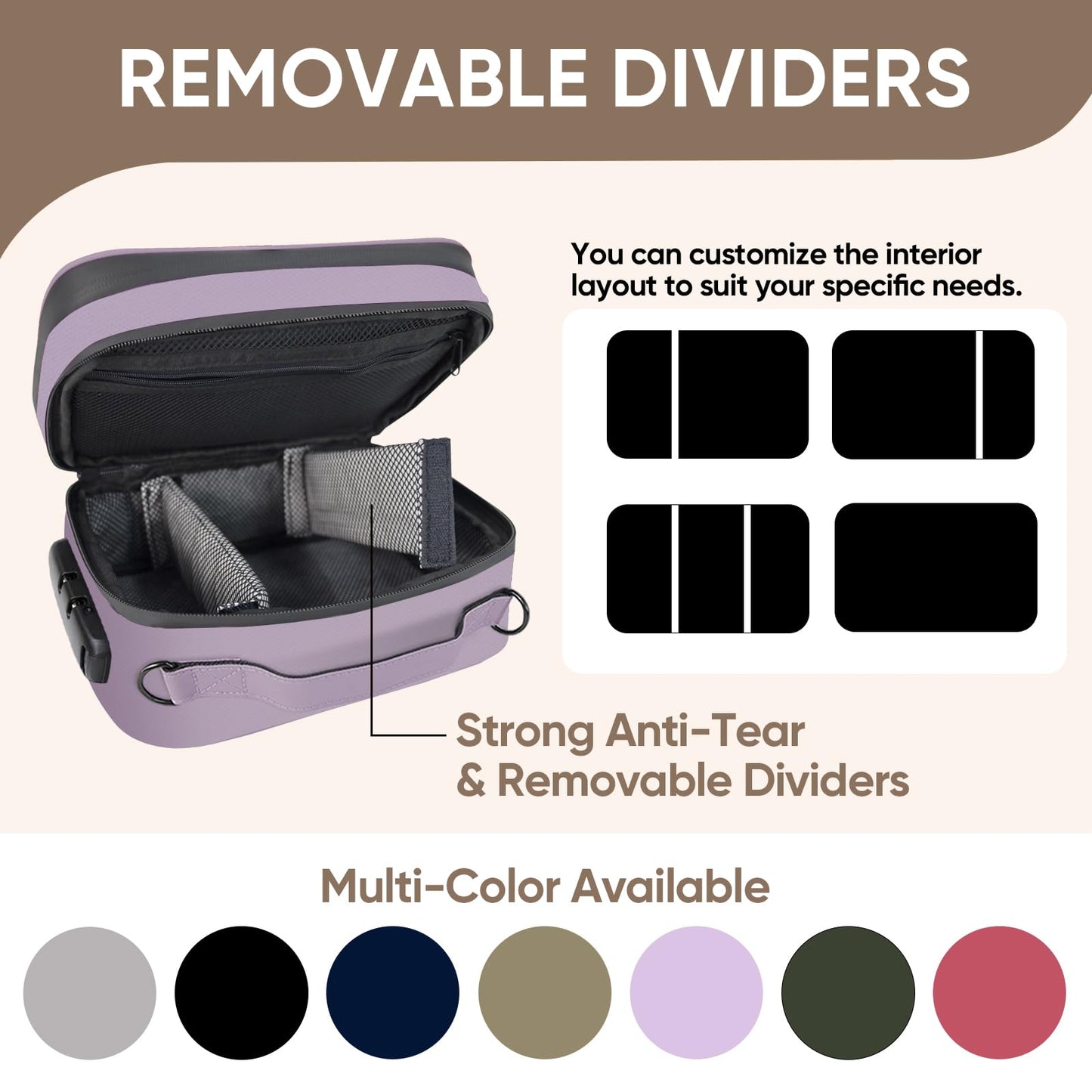 BALEINE Large Storage Bag with Combination Lock, Water-resistant Travel Organization Case (Lilac)