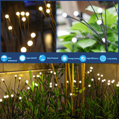 TONULAX Solar Garden Lights - Upgraded Solar Swaying Light, Sway by Wind, Outdoor Lights, Yard Patio Pathway Decoration, High Flexibility Iron Wire & Heavy Bulb Base, Warm White (4 Pack)