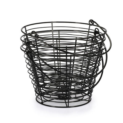 OGANAZI 3 PCS 8" Black Round Wire Egg Baskets With Handle, Small Metal Egg Collecting Basket for Gathering Fresh Eggs, Chicken and Duck Eggs Hunting Basket Egg Holder Countertop