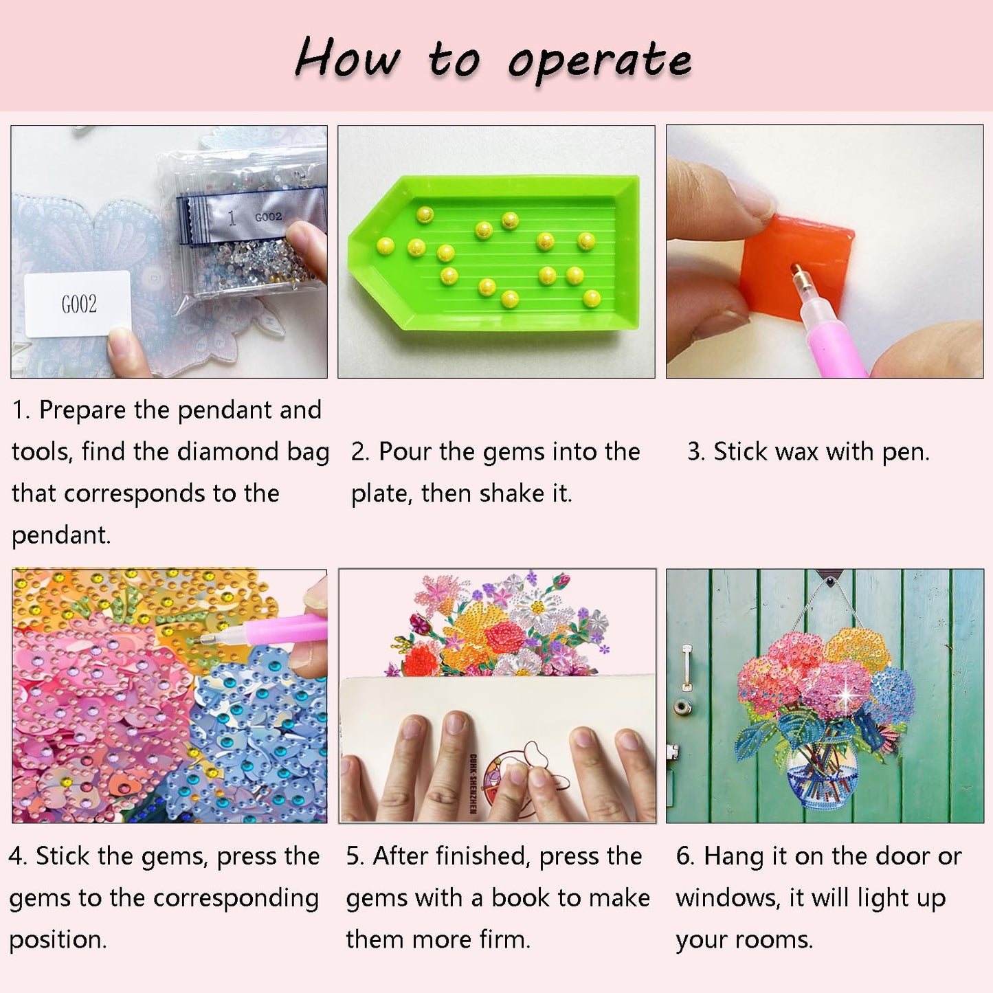 Muzagroo Art Flowers 5D Diamond Art Kit for Adults, DIY Special Shaped Diamond Art Hanging Ornament for Windows, Crystal Window Hanging Pendant Ornament 2PCS (Flower)